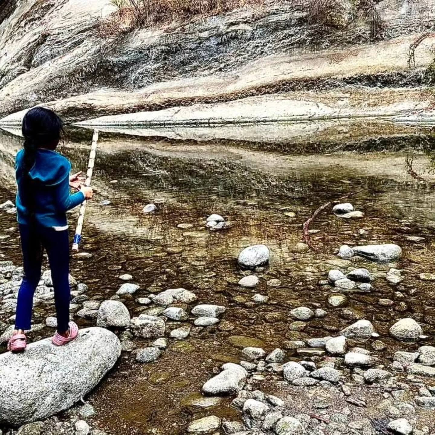 Young student near water